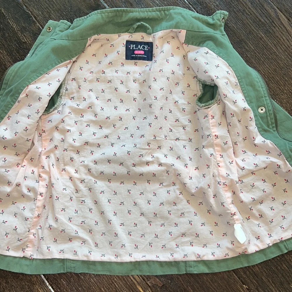 The children’s place girls army green utility jacket, 5/6